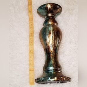 Teal & Bronze Candle Stand 11" x 5"